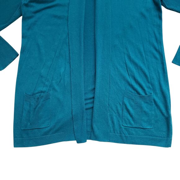 Chicos Knit Cardigan Sweater Womens XL 3 Open Front Teal - Picture 5 of 12